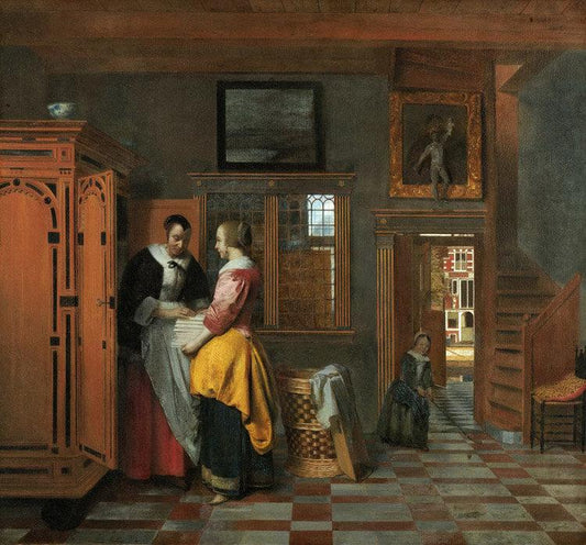 The linen cupboard,Pieter de Hooch,50x47cm