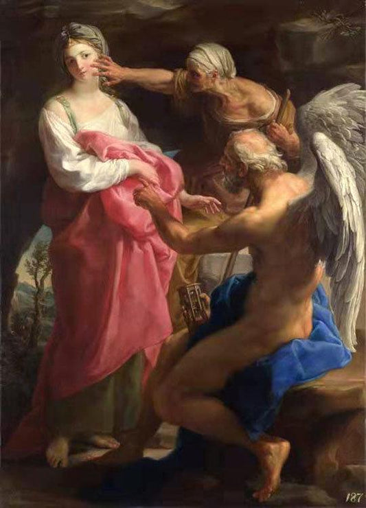 Time Orders Old Age to Destroy Beauty,Pompeo Batoni,50x36cm