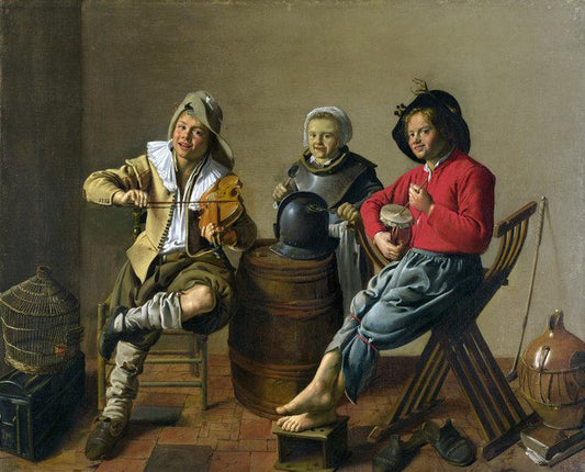 Two Boys and a Girl Making Music,Jan Miense Molenaer,50x40cm