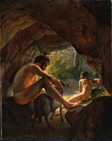 Ulysses Fleeing the Cave of Polyphemus,   Alfred East Christoffer Wilhelm Eckersberg