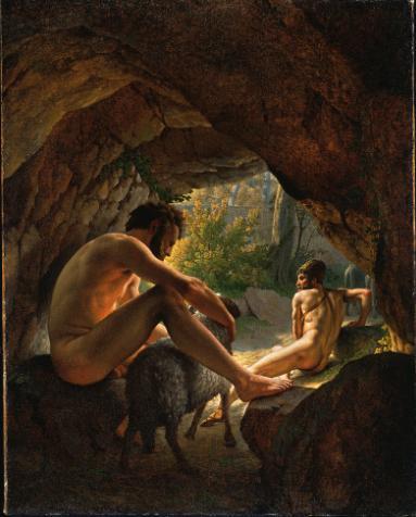 Ulysses Fleeing the Cave of Polyphemus,   Alfred East Christoffer Wilhelm Eckersberg
