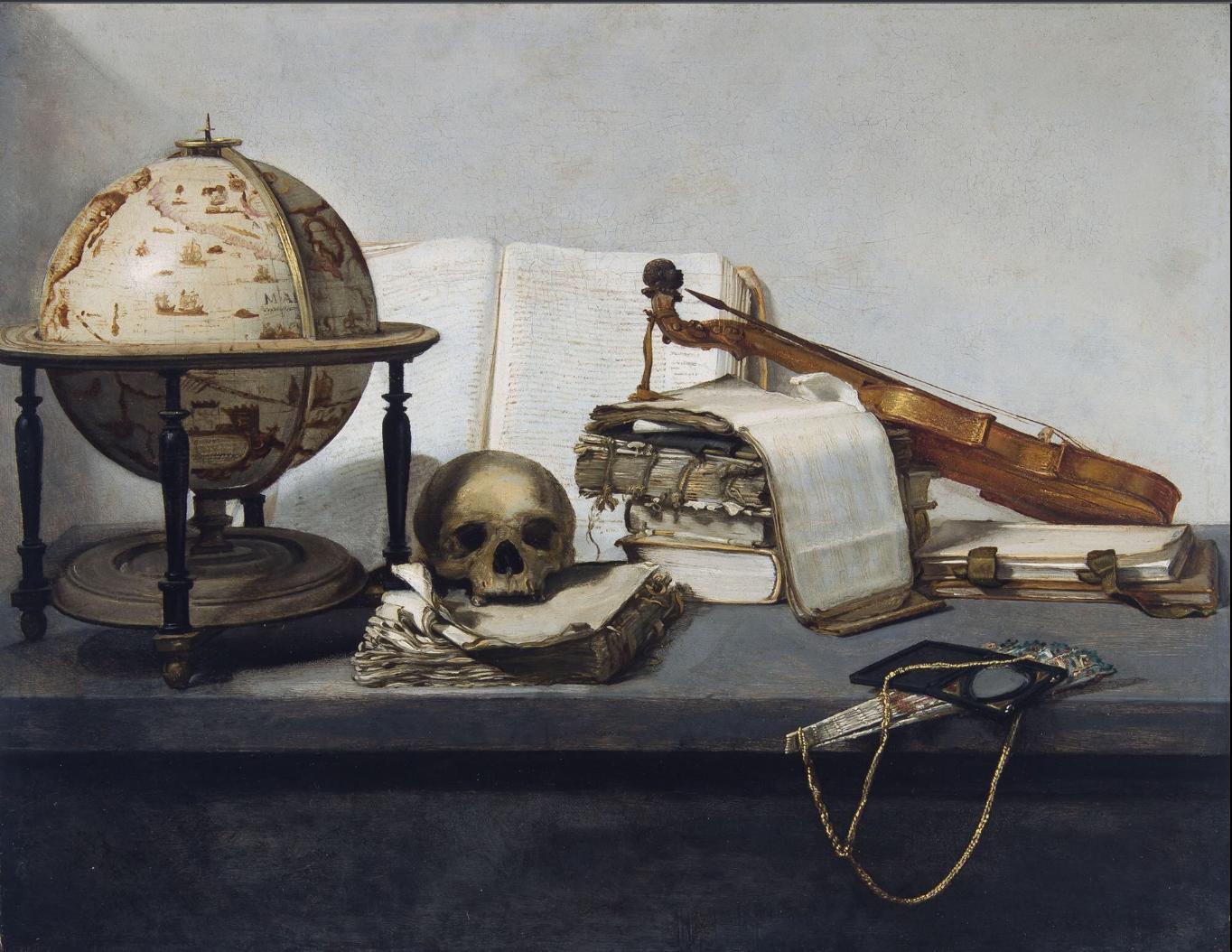 Vanitas Still life Book Skull Violin, Jan Davidsz. de Heem