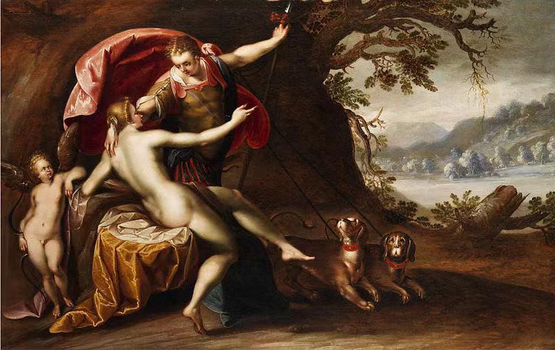 Venus and Adonis with hounds,HANS VON AACHEN