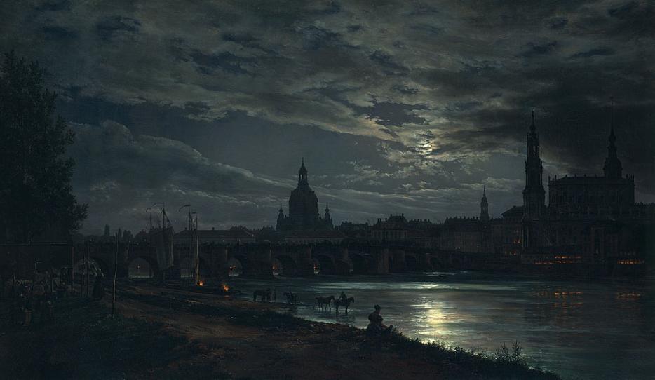 View of Dresden by Moonlight,  Johan Christian Claussen Dah