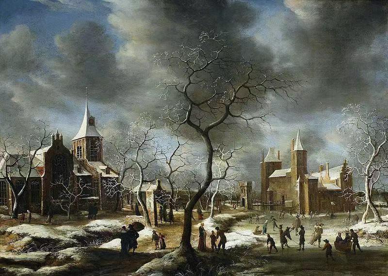 Winter landscape with skatersï¼ŒAbraham Beerstraaten