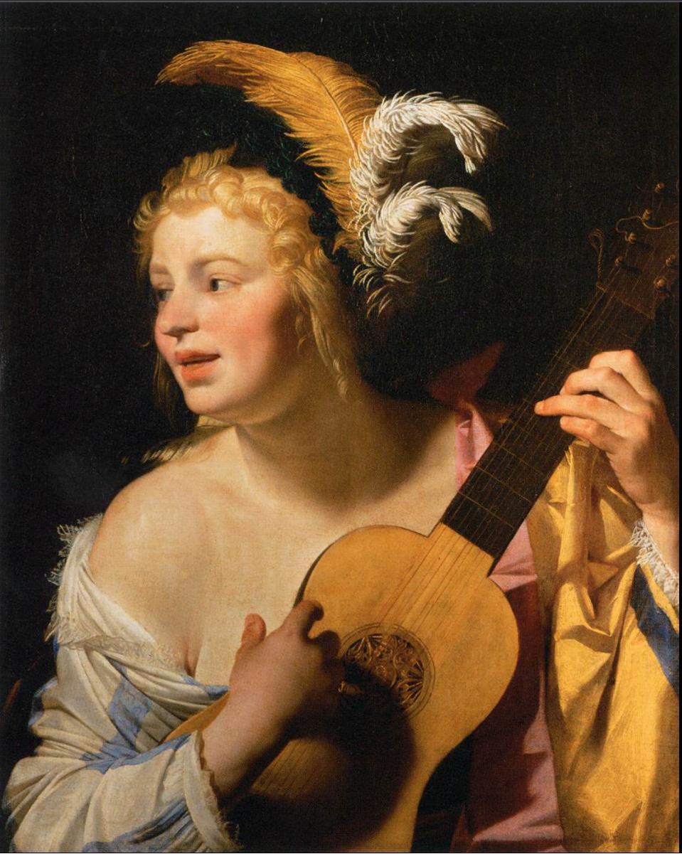 Woman Playing the Guitar, Gerard van Honthorst