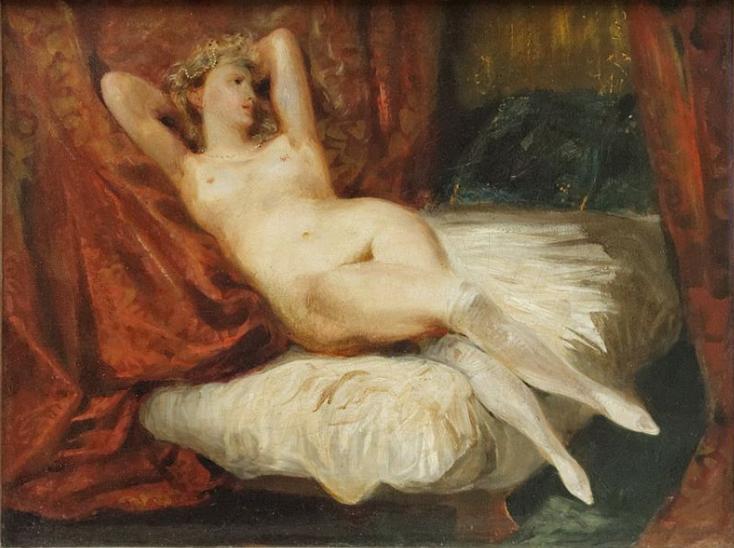 Woman With White Socks,  Eugène Delacroix