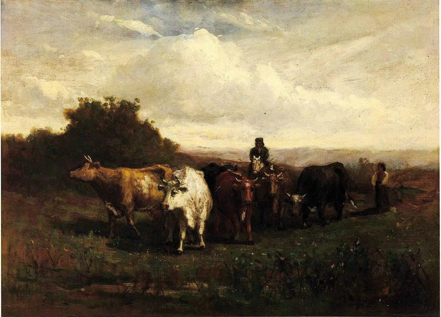 Woman on Foot Driving Cattle,Edward Mitchell Bannister,1828-1901