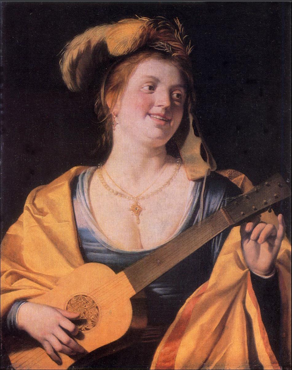 Woman with guitar 1631, Gerard van Honthorst