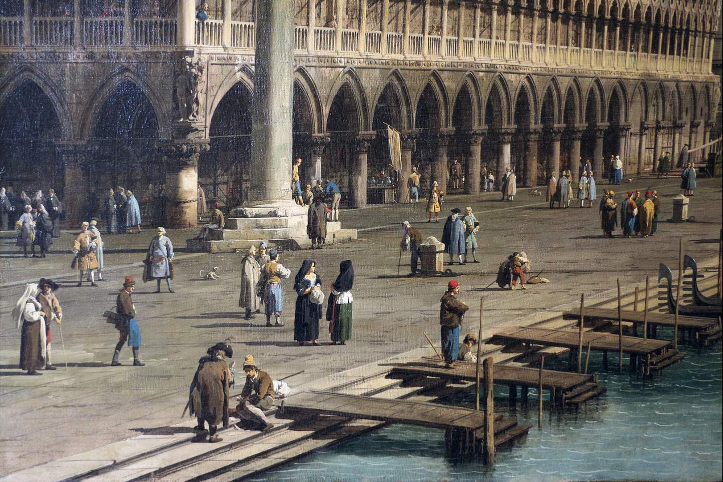 il molo verso la riva degli schiavoni con colonna, Canaletto