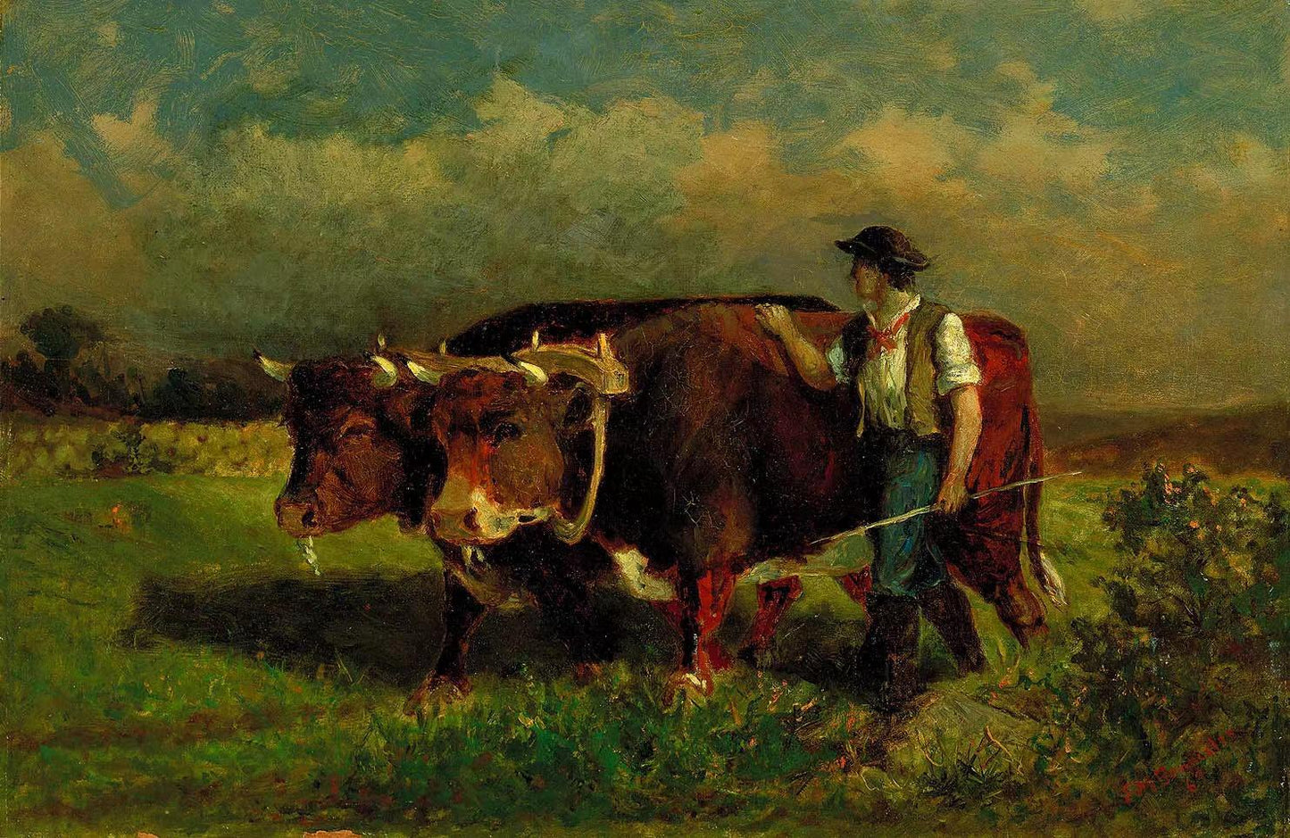 man with two oxen,Edward Mitchell Bannister,1828-1901