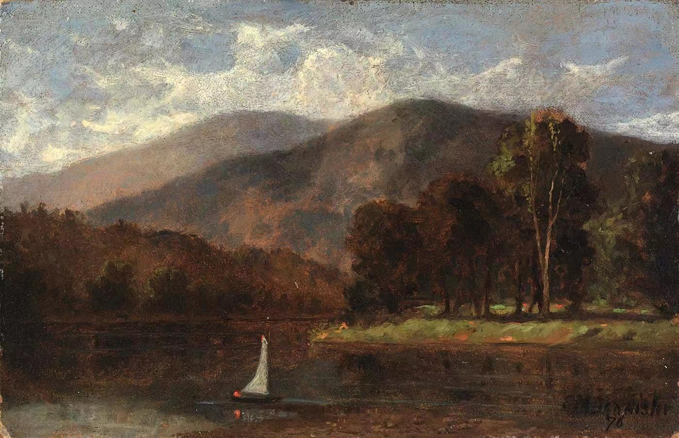 sailboat in river,Edward Mitchell Bannister,1828-1901
